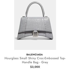 Balenciaga hourglass  Gray crocodrile Elegant Shoulder Bag small crossbody